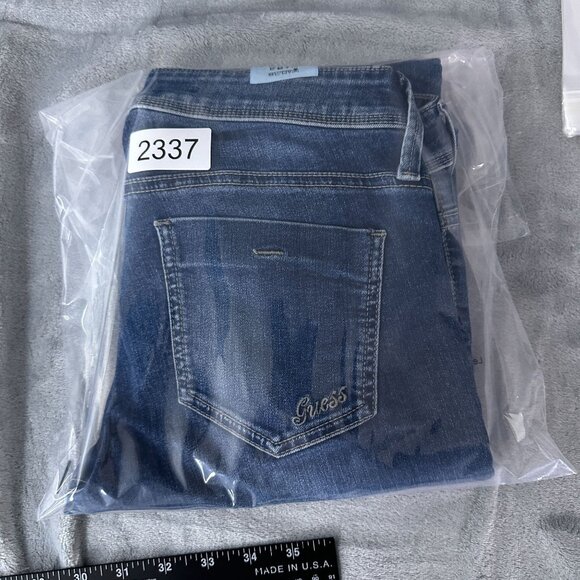 Guess Super Skinny Jeans Low Rise Womens Size 28 Marine Fit Patch Denim Blue - Picture 12 of 12